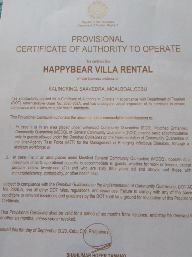 Happy Bear Moalboal Budget Rooms Ngoại thất bức ảnh